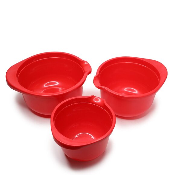 Vintage Rosti Denmark Red Mixing Bowls Set of 3 Lightweight 1980s Erik Lehmann - Picture 4 of 14